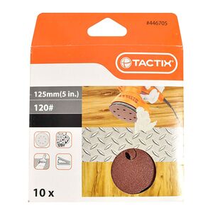 Tactix 10-Piece 120-Grit Sanding Disc Brown 125mm